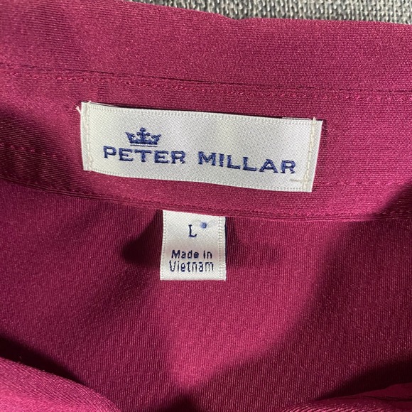 Peter Millar Mens Large Burgundy Golf Polo Shirt Performance Embroidered Logo - Picture 4 of 8